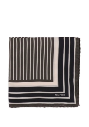 TOM FORD stripped logo-print pocket square - Black