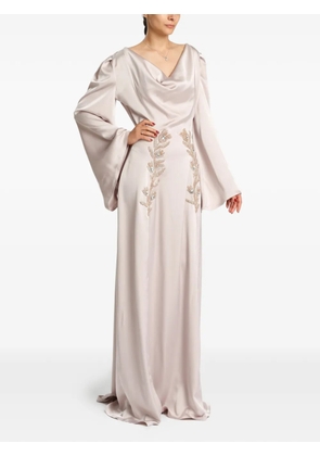 MIAU by Clara Rotescu Esel bead-embellished cowl-neck gown - Purple