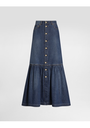 Dolce & Gabbana Long Denim Skirt - Woman Denim And Jeans Multi-colored 36