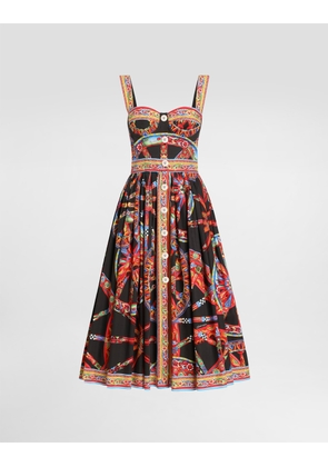 Dolce & Gabbana Carretto-print Poplin Long Dress - Woman Dresses Multi-colored 36