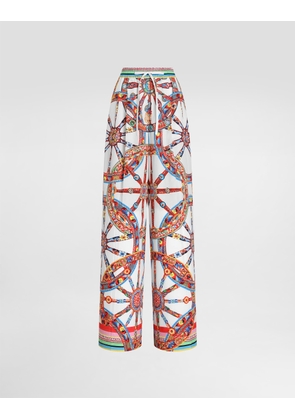 Dolce & Gabbana Carretto-print Poplin Trousers - Woman Pants And Shorts Multi-colored 42