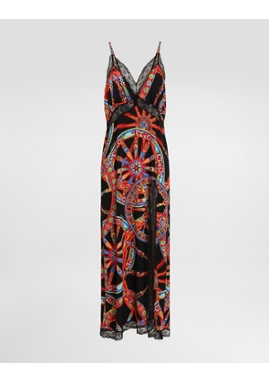 Dolce & Gabbana Carretto-print Charmeuse Slip Dress - Woman Dresses Multicolor 36