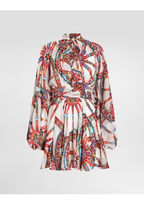 Dolce & Gabbana Carretto-print Devoré Twill Dress - Woman Dresses Multicolor 40