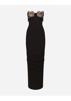 Dolce & Gabbana Long Jersey Milano Rib Dress With Corset - Woman Dresses Black 42