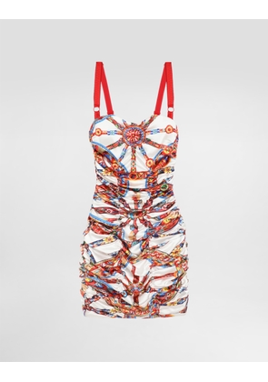 Dolce & Gabbana Carretto-print Satin Dress - Woman Dresses Multicolor 38