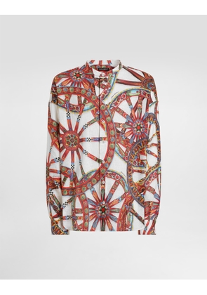 Dolce & Gabbana Carretto-print Linen Shirt - Man Shirts Multicolor 39