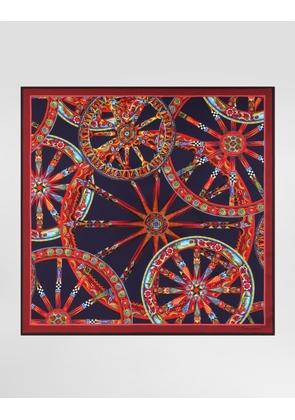 Dolce & Gabbana 90x90 Carretto-print Silk Twill Scarf - Man Scarves And Silks Multicolor Pz