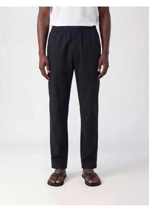 CALVIN KLEIN Slim Fit Linen and Cotton Blend Trousers with Elastic Waist
