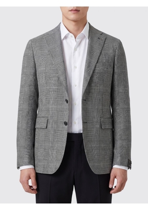 TAGLIATORE Prince of Wales Check Linen and Cotton Single-Breasted Blazer