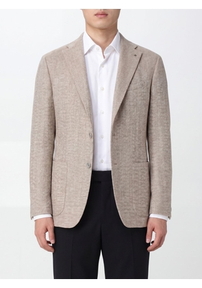 TAGLIATORE Chevron Wool and Silk Blend Single-Breasted Blazer