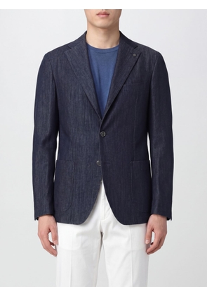 TAGLIATORE Single-Breasted Cotton Blazer with Notch Lapels and Patch Pockets
