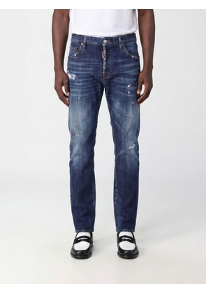 DSQUARED2 642 Straight Fit Distressed Cotton Denim Jeans