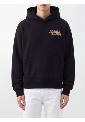 AMIRI Relaxed Fit Cotton Hoodie with Contrast Logo and Kangaroo Pocket
