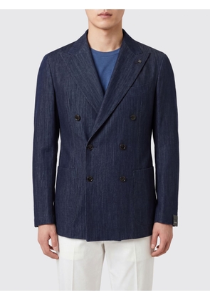 TAGLIATORE Double-Breasted Cotton Blazer with Classic Lapels and Back Vent