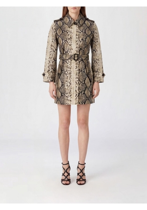 BURBERRY Python-Print Cropped Single-Breasted Trench Coat in Coated Cotton