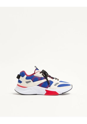 Valentino Garavani Demivee Trainer In Mesh Fabric With Suede Inserts Man WHITE/BLUE 39