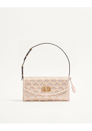 Valentino Garavani Valentino Garavani Devain Small Shoulder Bag With Pearls And Rhinestones Woman CREAM UNI