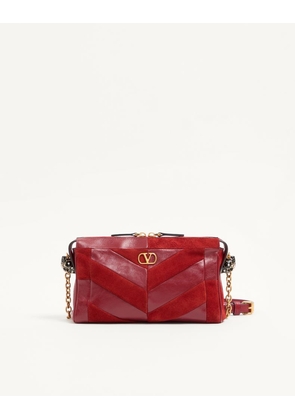 Valentino Garavani Valentino Garavani Panthea Small Shoulder Bag In Suede And Nappa With Chevron Pattern Woman RED UNI