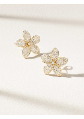 Sydney Evan - Large Plumeria 14-karat Gold Diamond Earrings - One size