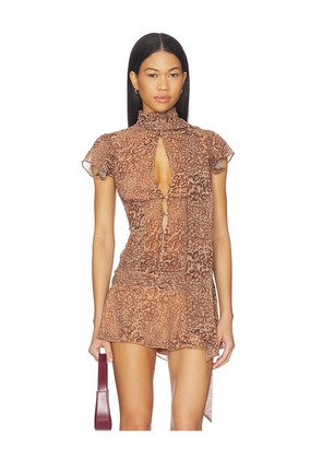 GUIZIO Ara Top in Brown. Size XXS. Also in XS, S, M, L, XL.