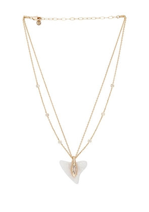 Ettika Deep Ocean Shark Necklace in Metallic Gold.