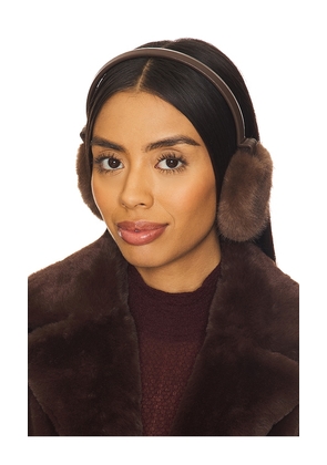 jocelyn Faux Mink & Leather Earmuffs in Brown.