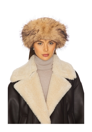 jocelyn Faux Shearling Roller Hat in Brown.
