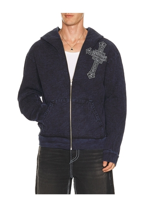 Affliction Seeker Long Sleeve Zip Hoodie in Blue. Size S. Also in M, L, XL/1X.
