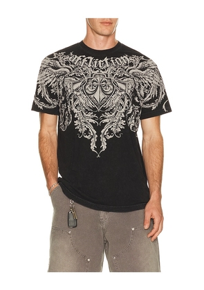 Affliction Flourish Short Sleeve Tee in Black. Size S. Also in M, L, XL/1X.