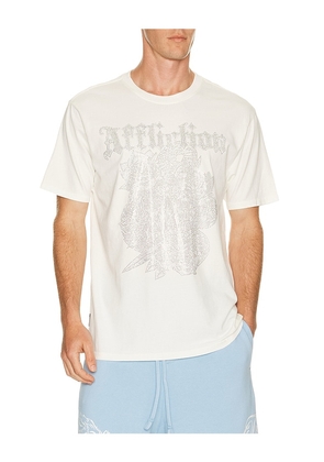 Affliction Grease Mob Short Sleeve Tee in White. Size S. Also in M, L, XL/1X.