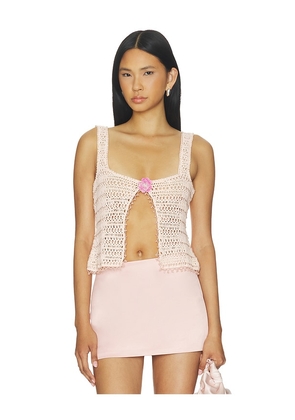 For Love & Lemons Lulu Beaded Tank Top in Pink. Size XS. Also in S, M, L, XL.