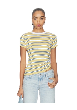 Madewell Stripe Crewneck 90s Tee in Yellow. Size XXS. Also in XS, S, M, L, XL.