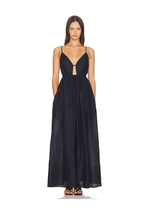 Susana Monaco Solid Linen Empire Waist Dress in Navy. Size XS. Also in M, S, XL.