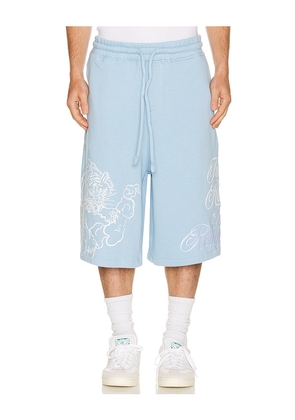 True Religion Tiger Script Mikey Fleece Shorts in Blue. Size S. Also in M.