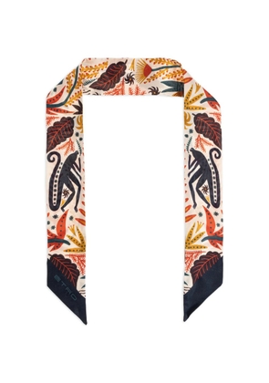 ETRO x Tabby Booth monkey-print silk scarf - Neutrals