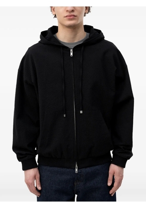 HUGO textured zip-up hoodie - Black