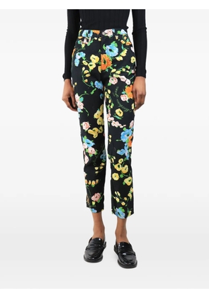 Moschino Pre-Owned floral-print straight-leg trousers - Black
