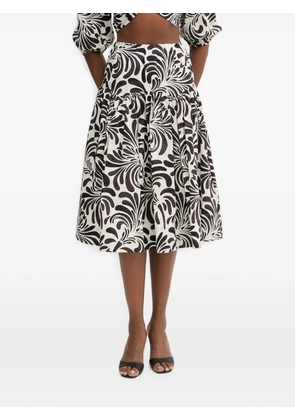 TWINSET graphic-print puff-sleeve midi skirt set - White