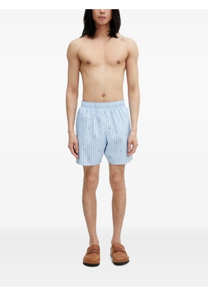 Lacoste striped logo-patch swim shorts - Blue