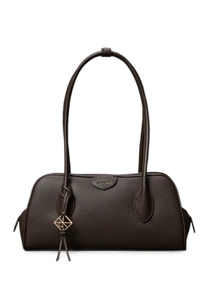 Calvin Klein grained-leather logo-charm shoulder bag - Brown