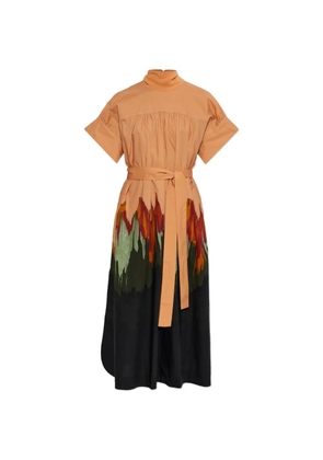 Ulla Johnson graphic-print belted midi dress - Orange