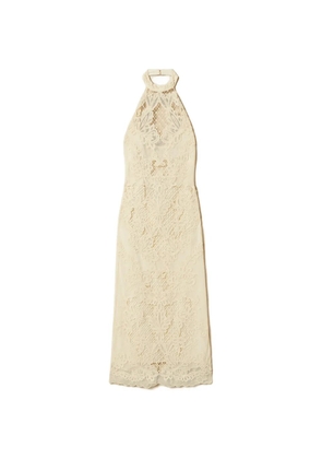 TWINSET long mesh dress with embroidery - Neutrals