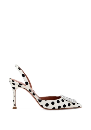 Amina Muaddi Camelia polka-dot crystal-embellished pumps - White