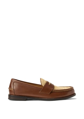Polo Ralph Lauren Alston Penny raffia-detail leather loafers - Brown