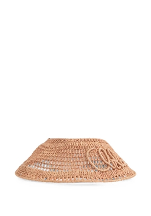 Chloé logo-embroidered raffia visor - Neutrals