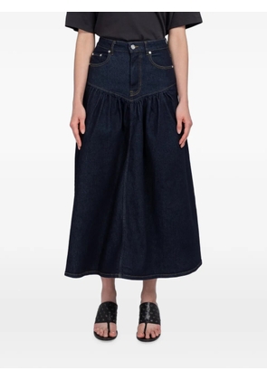 GANNI mid gathered denim skirt - Blue