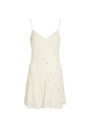 STAUD bead-embellished mini dress - Neutrals