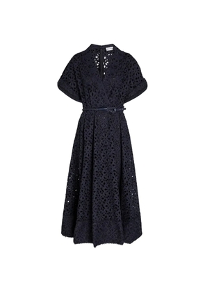 Rebecca Vallance Antalya guipure-lace belted midi dress - Blue