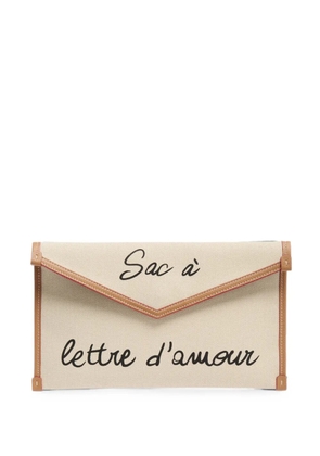 Lancel canvas leather clutch bag - Neutrals