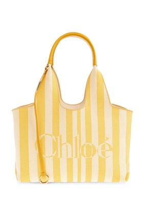 Chloé striped logo-print tote bag - Yellow